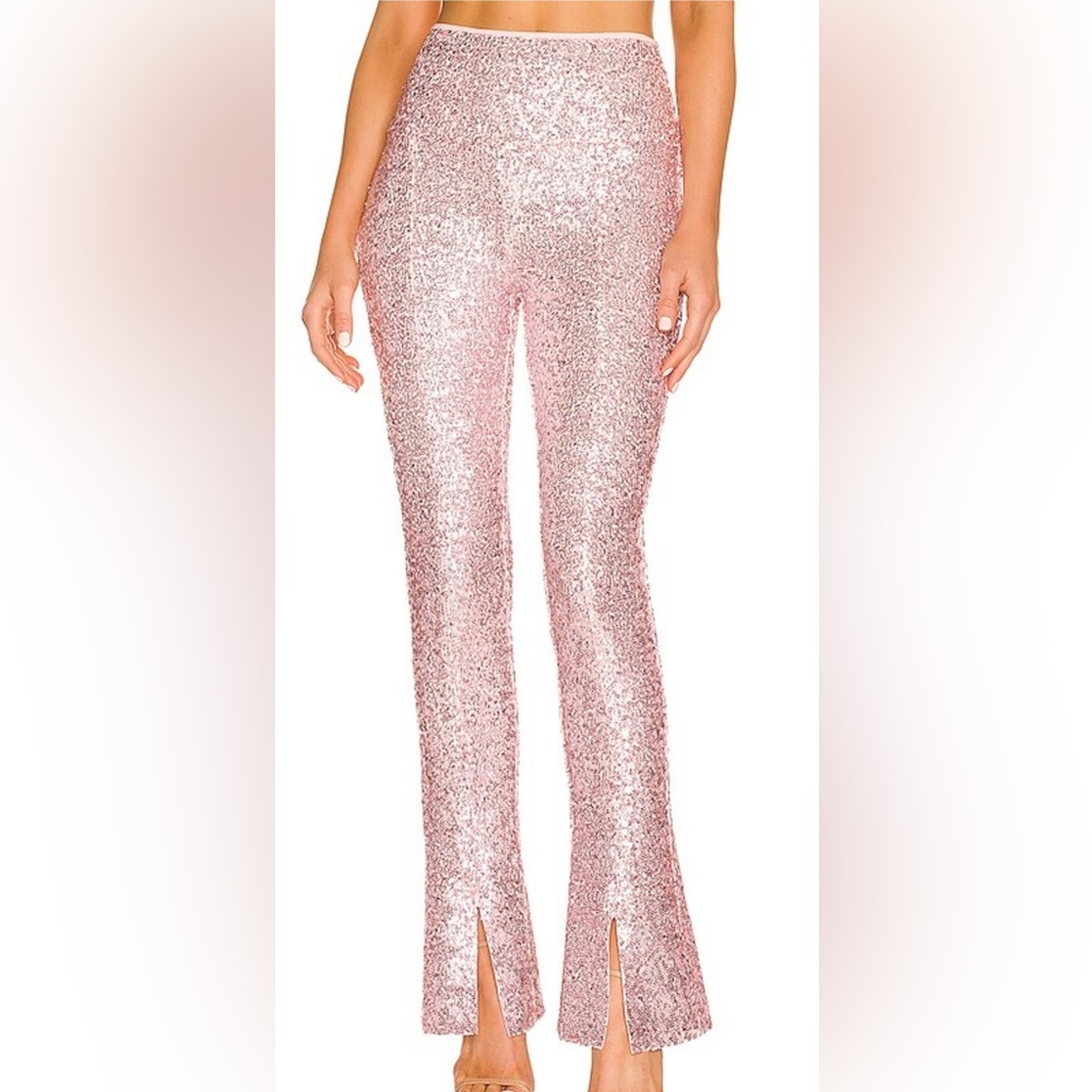 Norma Kamali sequin spat legging in metallic rose